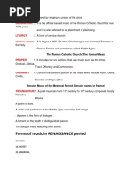 Forms of Music in RENAISSANCE Period: Liturgy