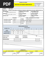 Registro Prueba Hidrostatica Condensados de Alta