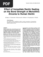 Effect of Immediate Dentin Sealing On The Bond Strength of Monolithic Zirconia To Human Dentin