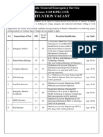 Situation Vacant: Directorate General Emergency Service (Rescue 1122 KPK)