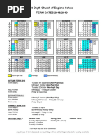 ST Osyth Church of England School TERM DATES 2018/2019: M T W TH F Sa Su September October November December