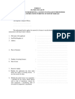 (See Rules 24 (2) and 25) Form of Application For Renewing A Licence To Engage in The Business of Imparting Instructions in Driving of Motor Vehicles