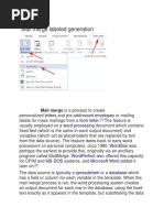 Mail Merge Labeled Generation: Letters Envelopes Form Letter Word Processing Text