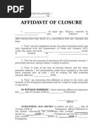 Affidavit of Closure Sample