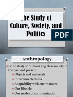 The Study of Culture, Society, and Politics