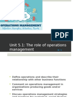 Unit 5.1: The Role of Operations Management