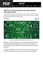 CBSE Class 12 Physics Board Exam 2019: Most Important Topics and Derivations