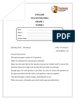 English Teach For India Grade 1 Paper I