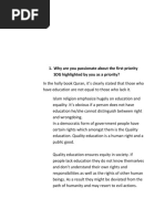 Why Are You Passionate About The First Priority SDG Highlighted by You As A Priority?