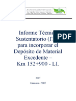 Informe Técnico Sustentatorio (ITS) para Incorporar El Depósito de Material Excedente - KM 152+900 - LI