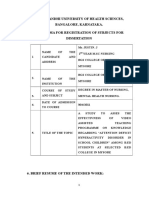 Rajiv Gandhi University of Health Sciences, Bangalore, Karnataka. Proforma For Registration of Subjects For Dissertation