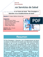 La Planificación en Un Centro de Salud Plan Estratégico U Operativo de Un Establecimiento de Salud