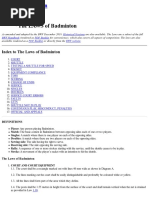 Index To The Laws of Badminton