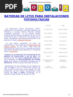 Baterias de Litio para Instalaciones Solares Fotovoltaicas