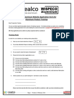 Wispeco Aluminum Website Application Form For Aluminum Product Training