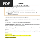 Module-I Important Numerical Methods in Module-I