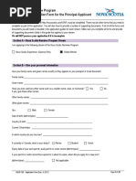 Nova Scotia Nominee Program NSNP 100 - Application Form For The Principal Applicant