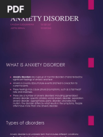 Anxiety Disorder: Kavisha Sugumaran 151501267 Jaffni Siraaj 151501265