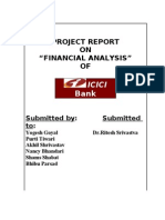 Project Report ON "Financial Analysis" OF: Icici