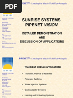 Sunrise Systems Pipenet Vision: Detailed Demonstration AND Discussion of Applications