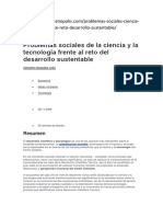 Problemas Sociales de La Ciencia y La Tecnología Frente Al Reto Del Desarrollo Sustentable