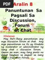 ICT 5 Aralin 8 MGA PANUNTUNAN SA PAGSALI SA DISCUSSION FORUM AT CHAT (Jeje)