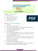 Telangana Board of Intermediate Education I Year Physics Syllabus