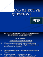 Essay and Objective Questions