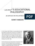 Dewey'S Educational Philosophy: As Applied in Philippine Setting