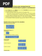 Calculation of Friction Losses, Power, Developed Head and Available Net Positive Suction Head of A Pump For A Non-Newtonian Liquid