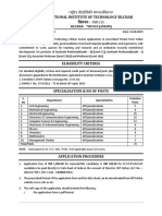 Faculty Ad 2019 Higher NIT Silchar