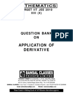 Application of Derivative: Question Bank ON