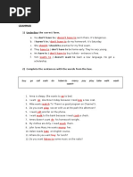 Let's Practise!! Grammar 1) Underline The Correct Form