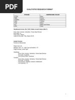 Qualitative Research Format of Manuscript