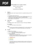 Lesson Plan in English (2 Year - Secondary/ 1 Quarter) : Ctoxent Luecs