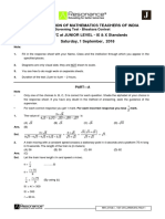 The Association of Mathematics Teachers of India NMTC at Junior Level - Ix & X Standards Saturday, 1 September, 2018