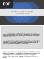 The Filipino National Language: Discourse On Power: By: Teresita Gimenez Maceda