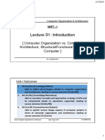 Lecture 01: Introduction: (Computer Organization vs. Computer Architecture Structural/Functional View of Computer)