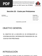  Sección 25 "COSTOS POR PRÉSTAMOS" NIIF PARA PYMES