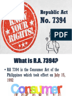 RA 7394 or Consumer Act of The Philippin