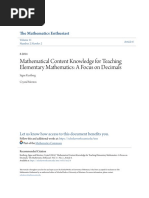 Mathematical Content Knowledge For Teaching Elementary Mathematic