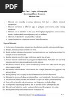 Chapter 3 Social Science Geography Mineral Power and Resources Revised Notes PDF Format.