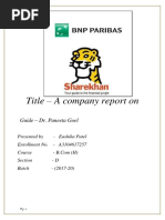 Title - A Company Report On: Guide - Dr. Puneeta Goel