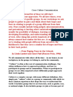 Cross Culture Communication: - From Waging Peace in Our Schools, by Linda Lantieri and Janet Patti (Beacon Press, 1996)