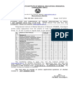 Postgraduate Institute of Medical Education & Research, CHANDIGARH-160012