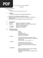 Lesson Plan of Earth's Processes