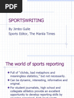 Sportswriting: by Jimbo Gulle Sports Editor, The Manila Times