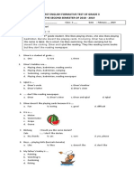 The First English Formative Test of Grade 3 in The Second Semester of 2018 - 2019