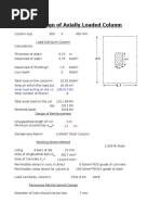 Design of Axially Loaded Column: Axial Load Acting On The Co 168.613 KN