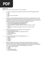 Chapter 6 and 7 Pre-Test: Multiple Choice